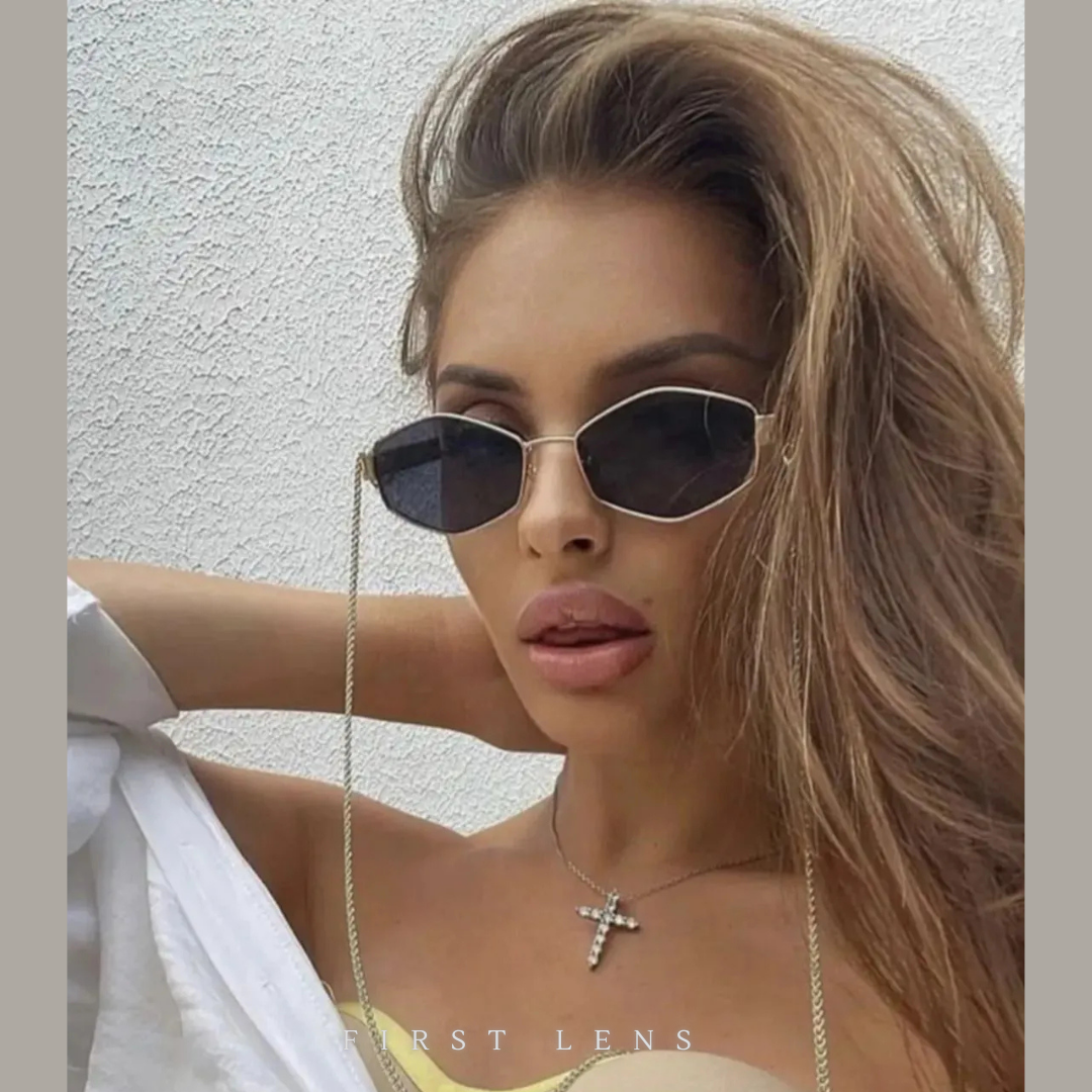 First Lens Vintage Punk Chic Chain Sunglasses - UV400 - S054