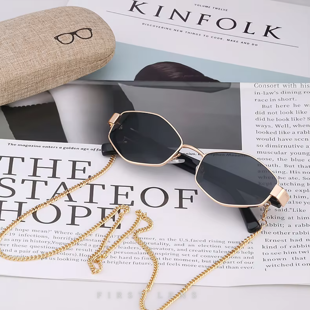 First Lens Vintage Punk Chic Chain Sunglasses - UV400 - S054