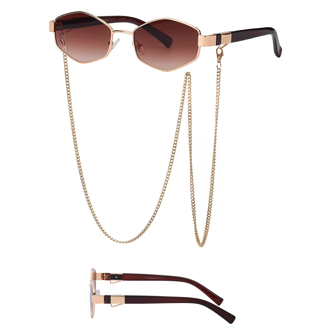 First Lens Vintage Punk Chic Chain Sunglasses - UV400 - S054