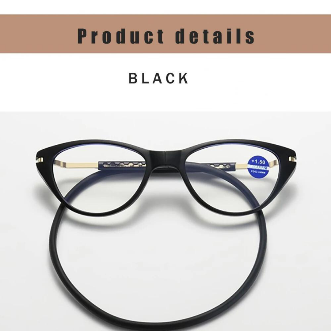 First Lens Women Magnetic Reading Glasses on a desk with a book