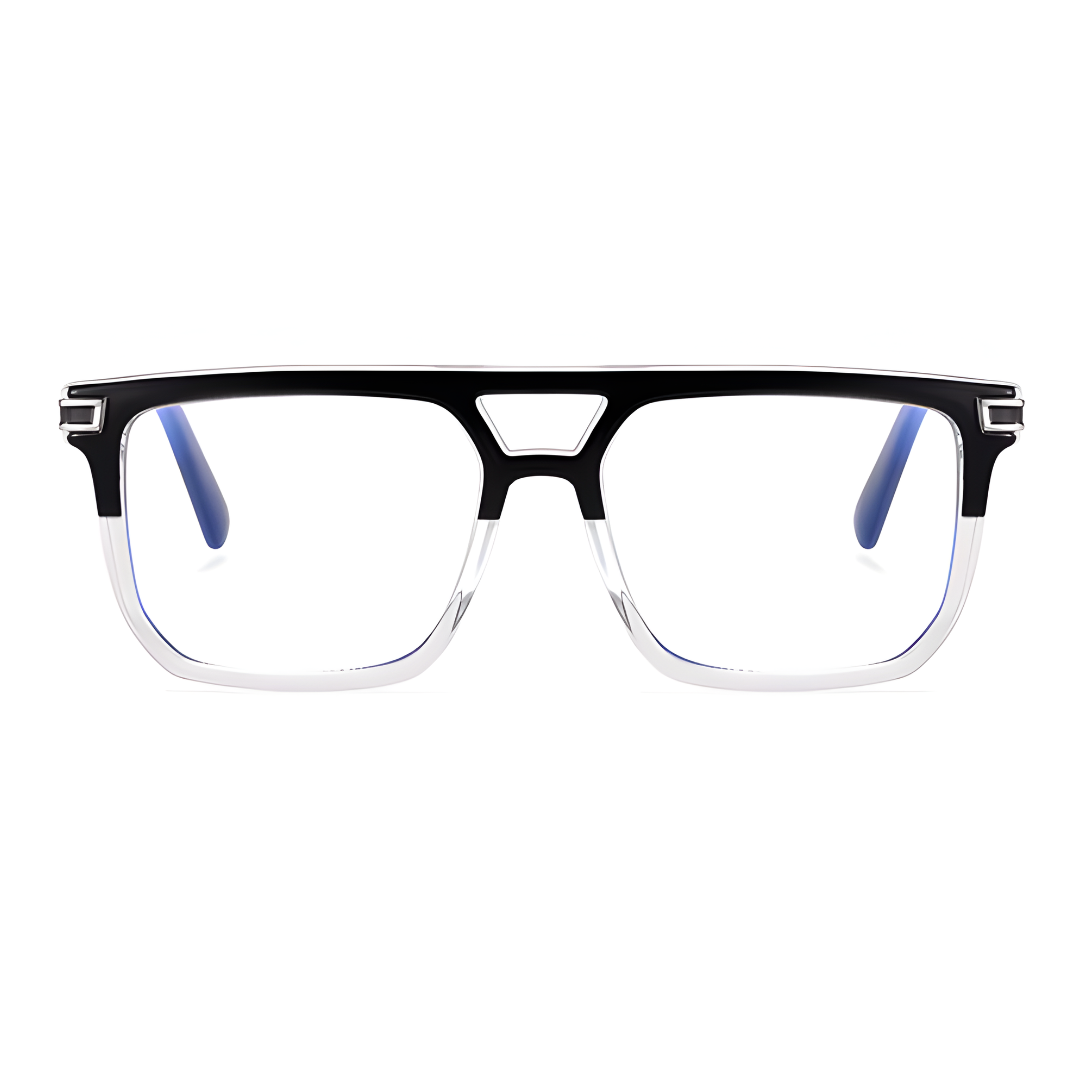 First Lens Apex Bridge Blue Light Computer Glasses- B109-Black-Clear