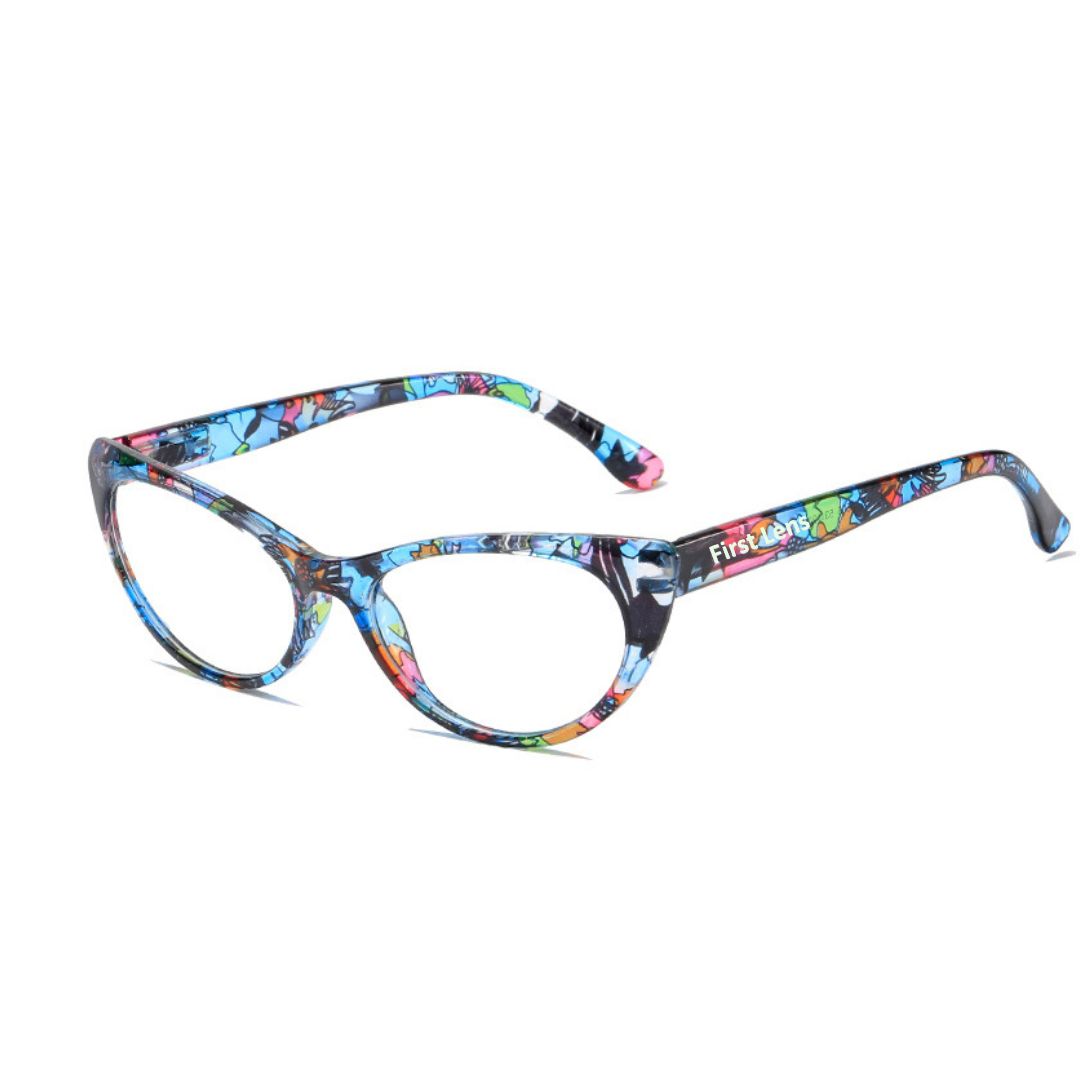 First Lens Cat Eye Floral Computer Glasses For Women-B094