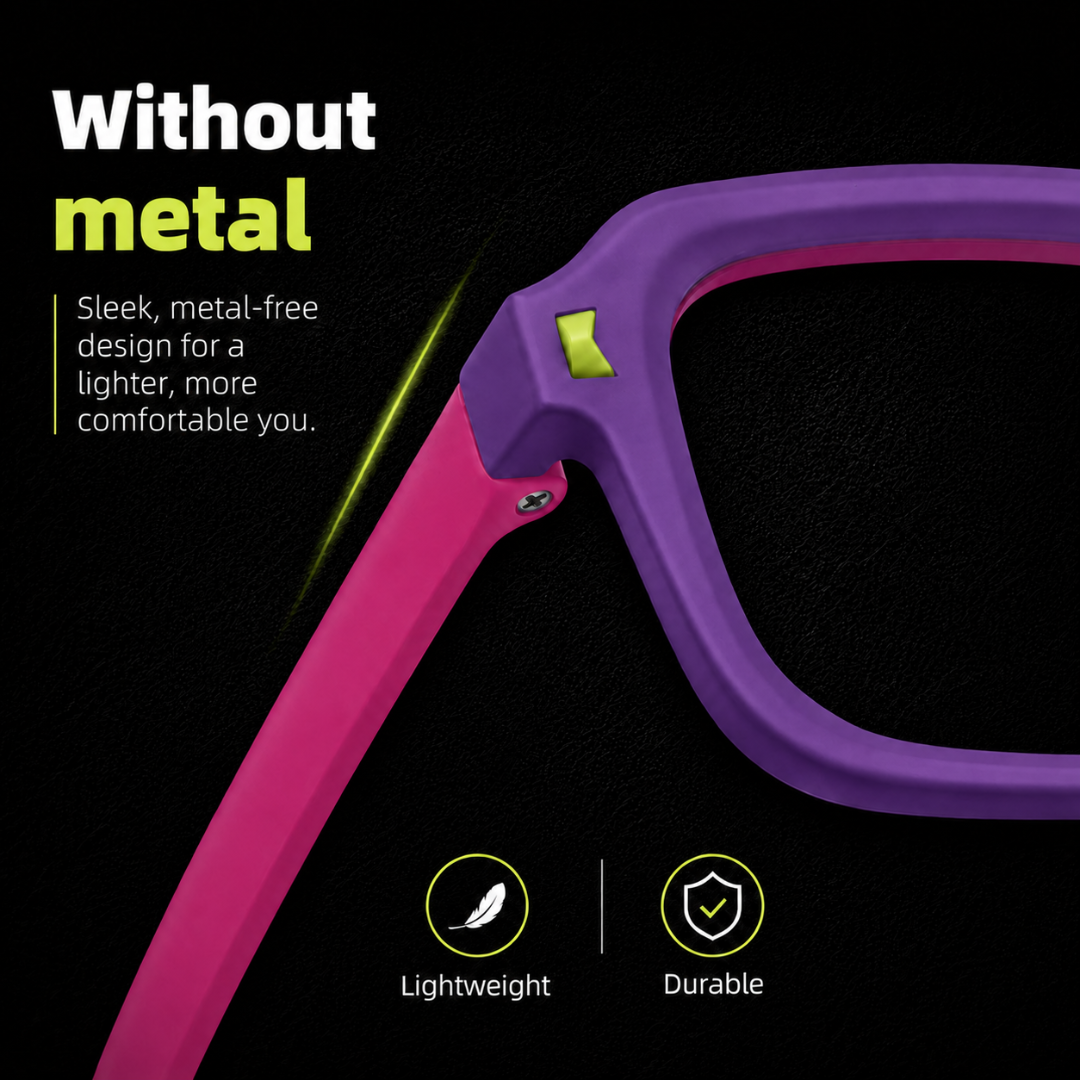 First Lens Dino Dash Kids Blue Light Computer Glasses Violet & Pink - B286