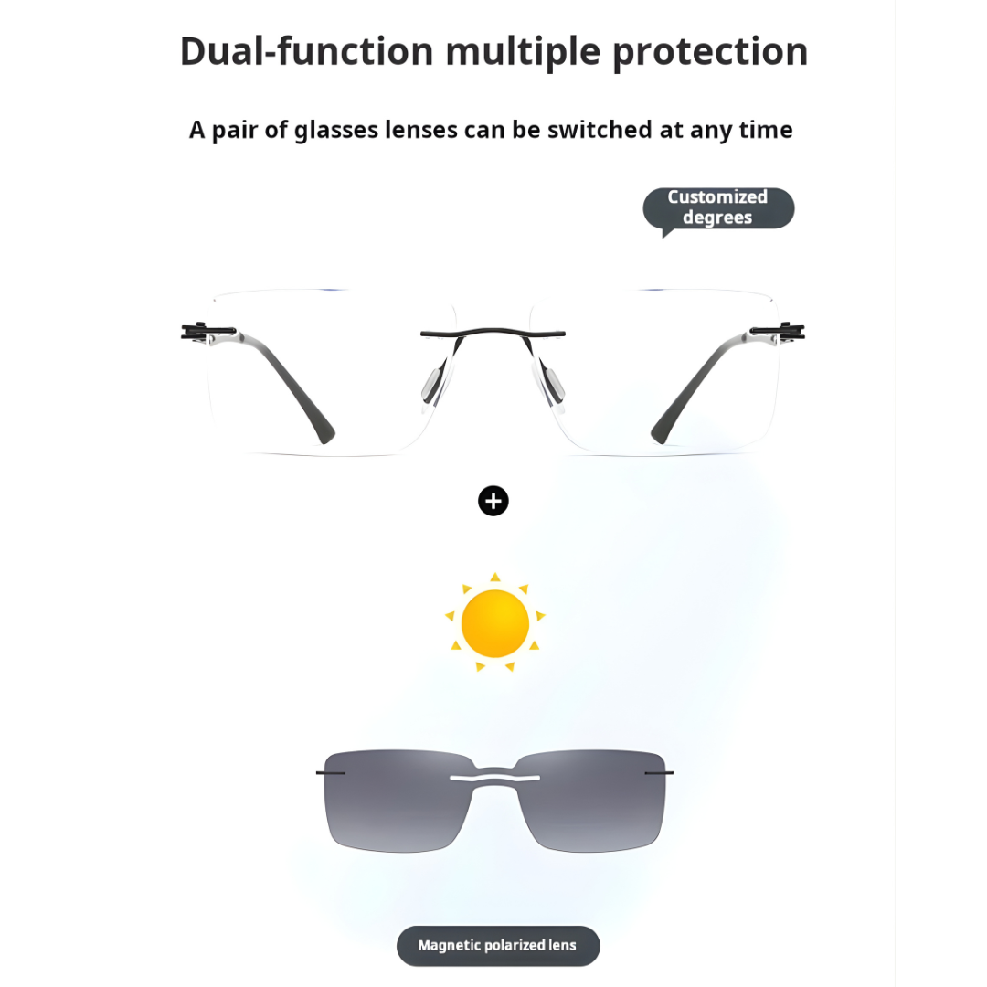 First Lens Magnetix Clip-On Blue Light Computer Glasses- B118-Black-Gun
