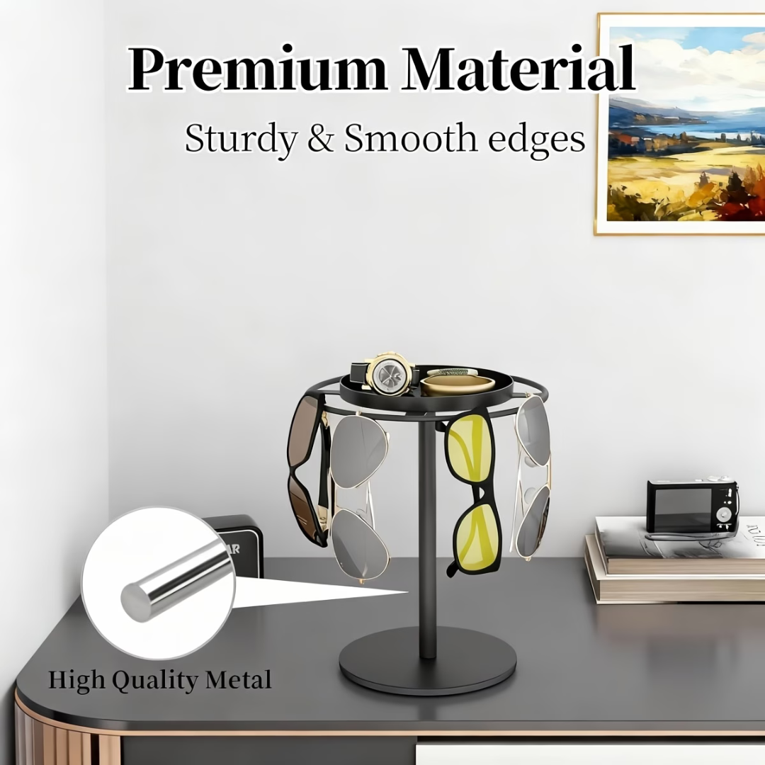 First Lens Sunglasses Display Stand with Storage Tray