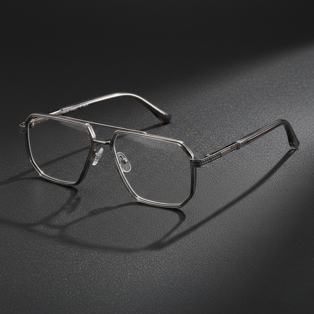 First Lens Urban Hexa Blue Light Computer Glasses- B116 - Transparent-Gray
