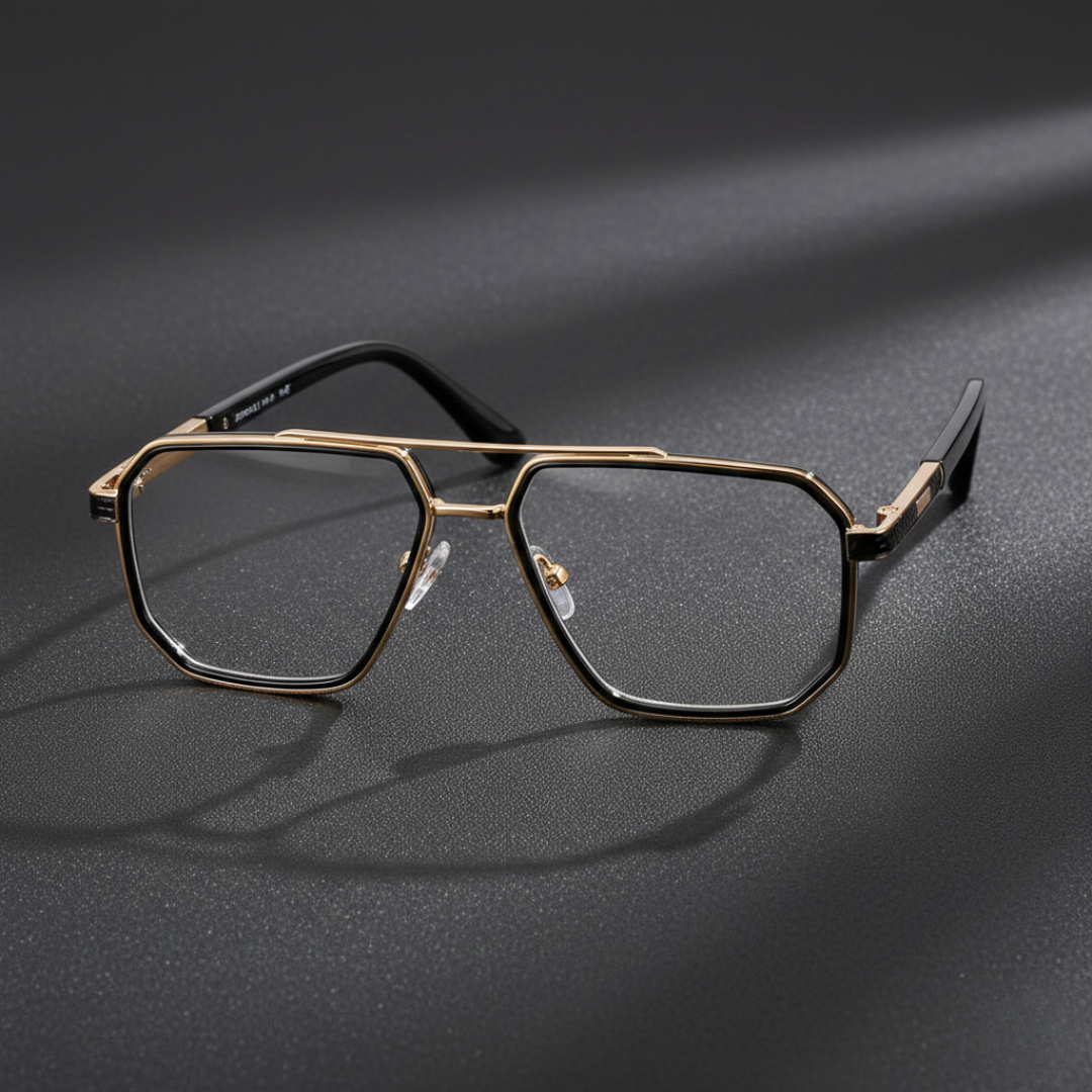 First Lens Urban Hexa Blue Light Computer Glasses- B116 - Gold-Black