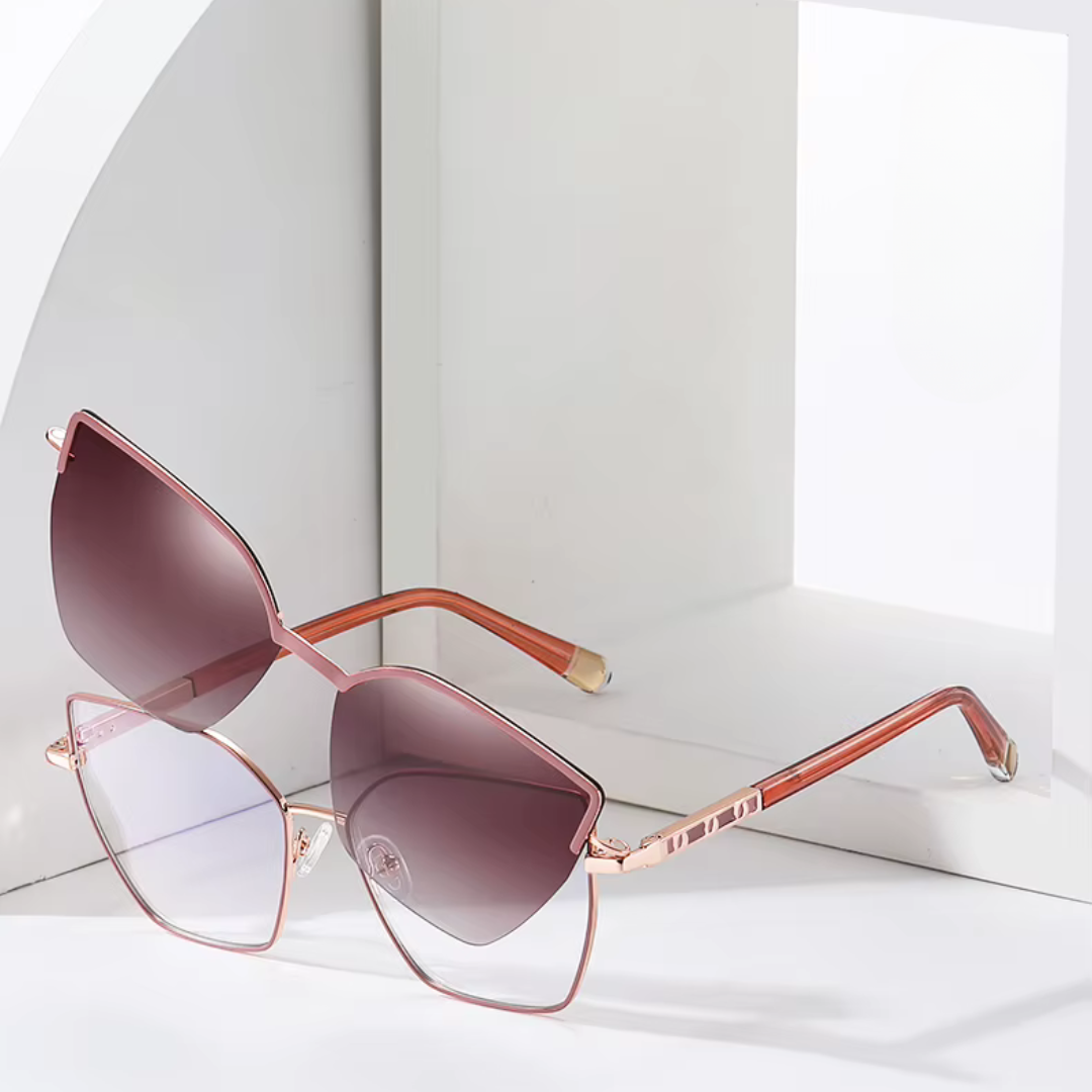 First Lens Vogue Square Magnetic Clip-On Sunglasses - S122