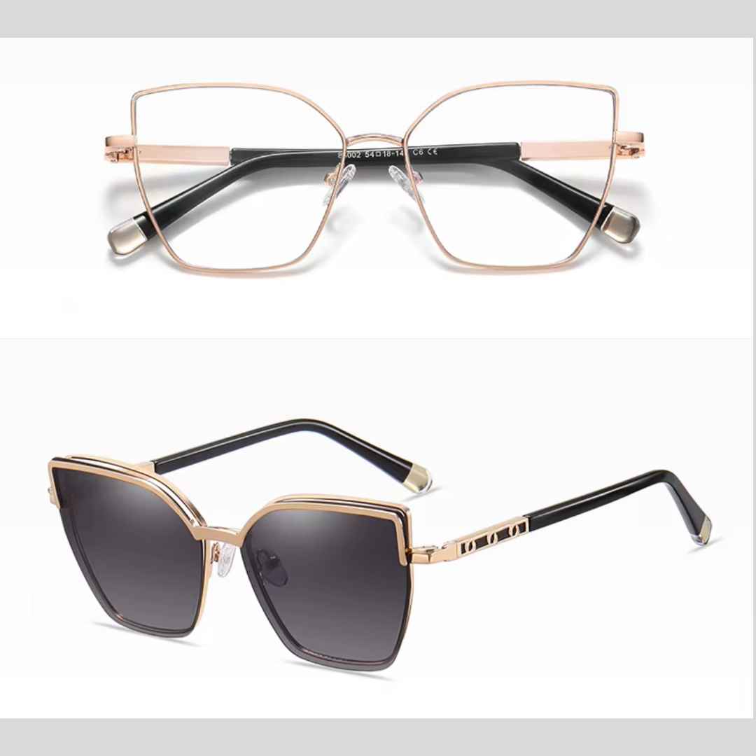 First Lens Vogue Square Magnetic Clip-On Sunglasses - S122