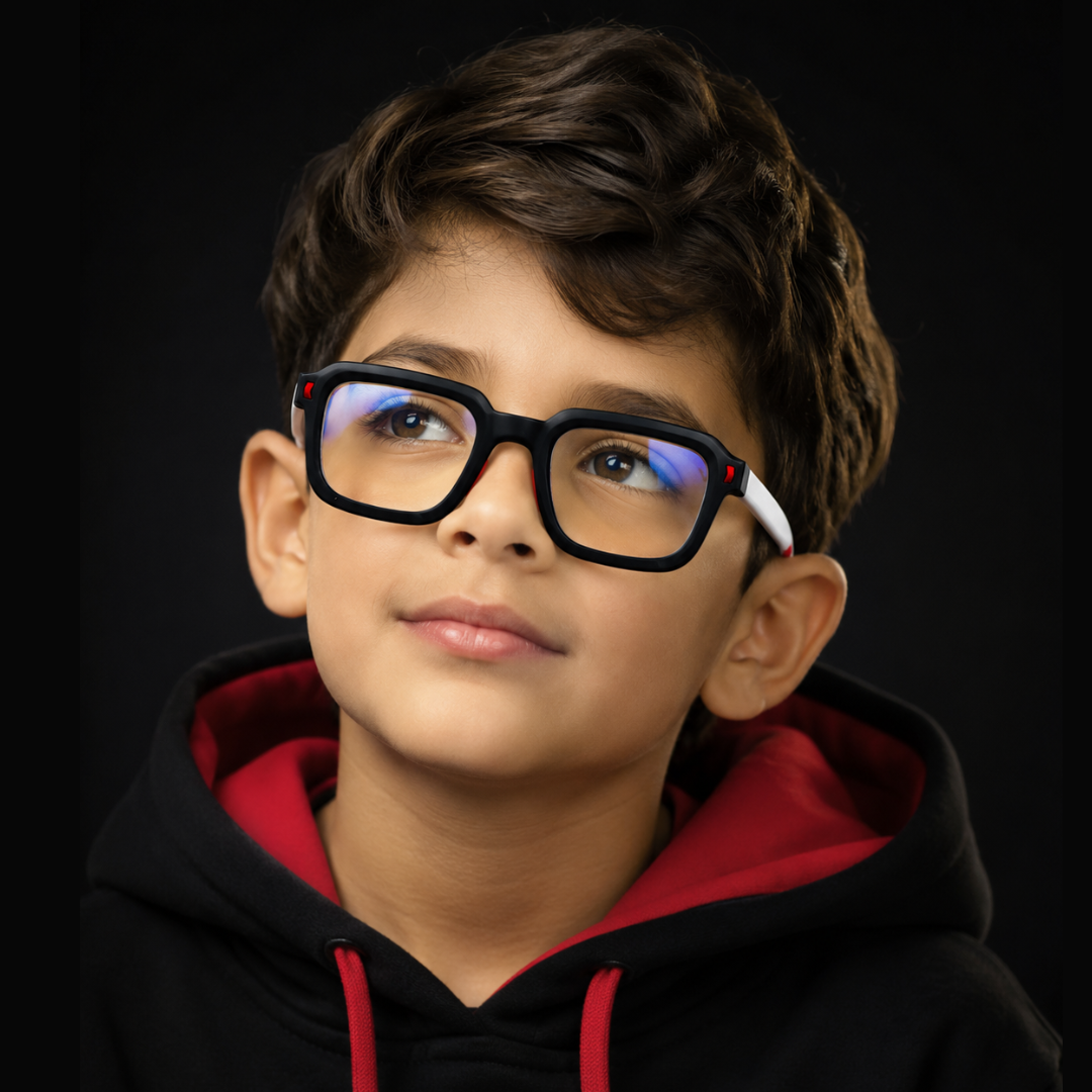 First Lens Dino Dash Kids Blue Light Computer Glasses Black & White - B281
