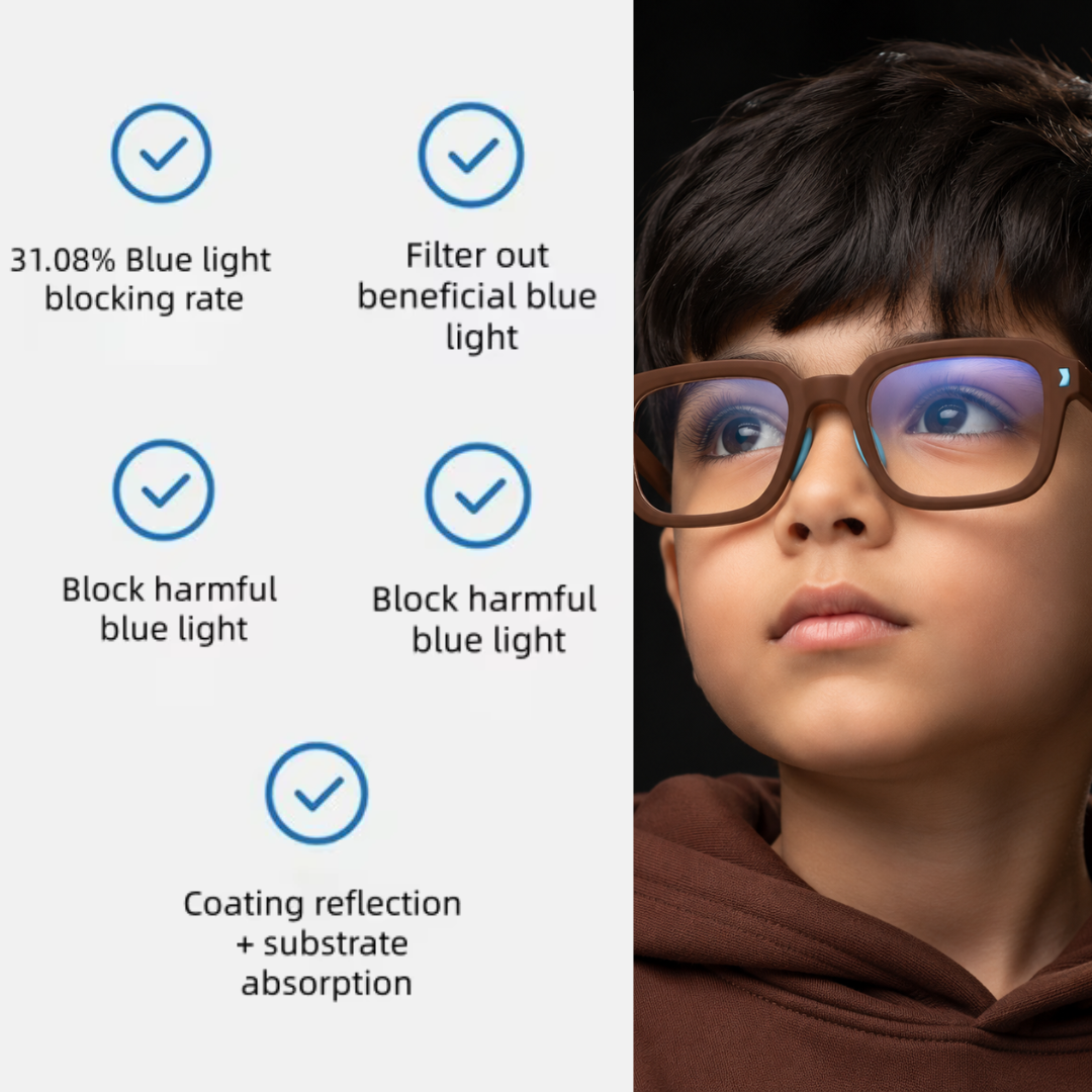 First Lens Dino Dash Kids Blue Light Computer Glasses Brown & White - B282
