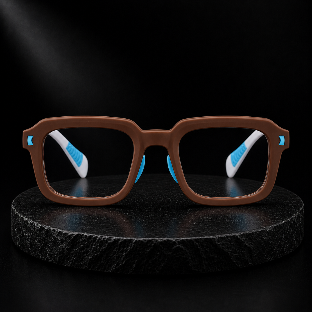 First Lens Dino Dash Kids Blue Light Computer Glasses Brown & White - B282