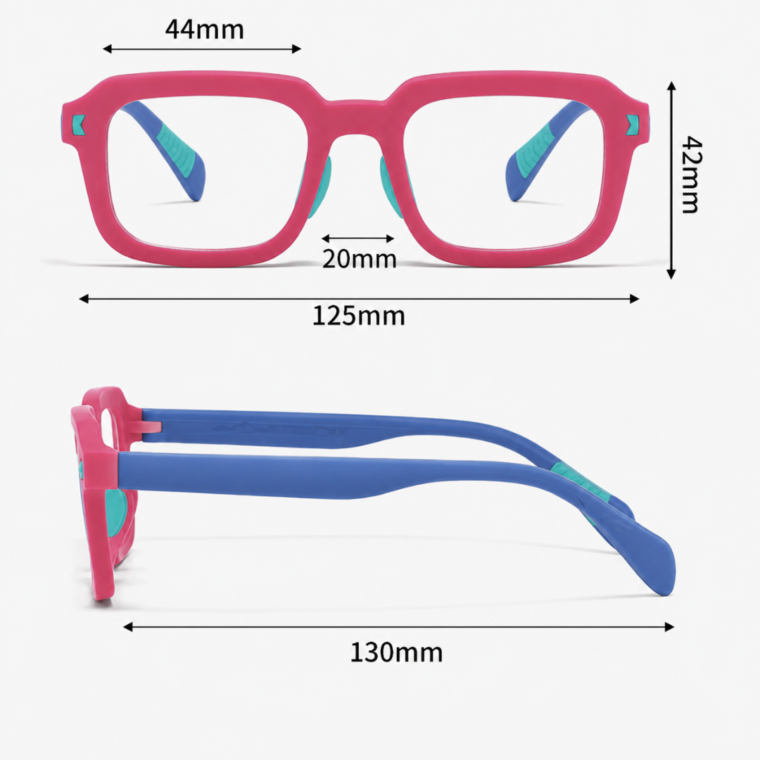 First Lens Dino Dash Kids Blue Light Computer Glasses Lime Green & Lavender - B285
