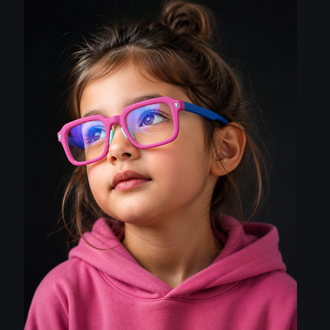 First Lens Dino Dash Kids Blue Light Computer Glasses Lime Green & Lavender - B285