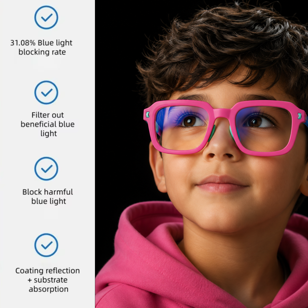 First Lens Dino Dash Kids Blue Light Computer Glasses Lime Green & Lavender - B285