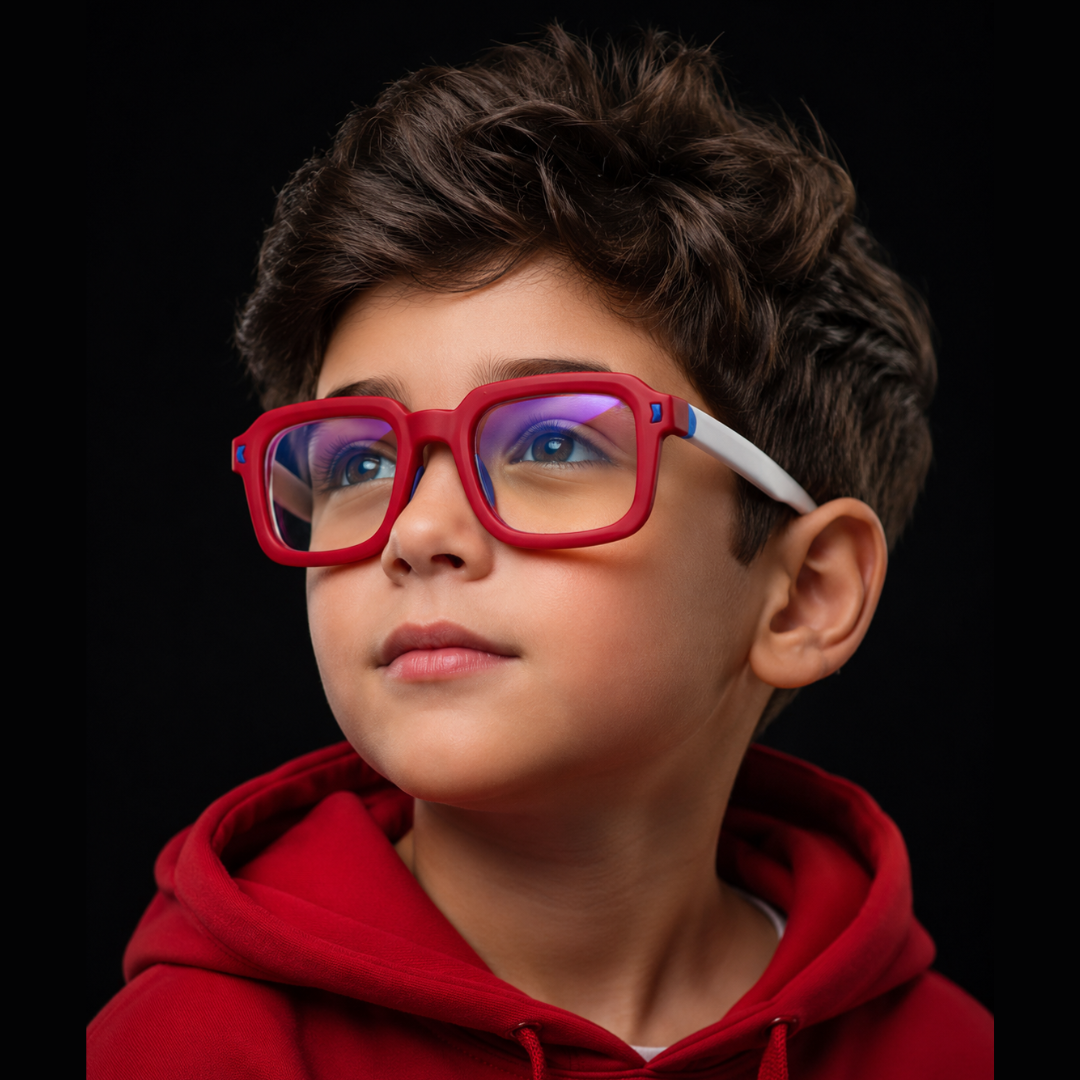 First Lens Dino Dash Kids Blue Light Computer Glasses Pink & Blue - B284