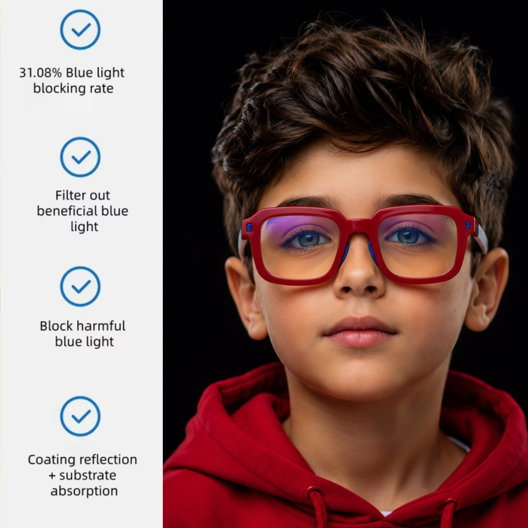 First Lens Dino Dash Kids Blue Light Computer Glasses Pink & Blue - B284