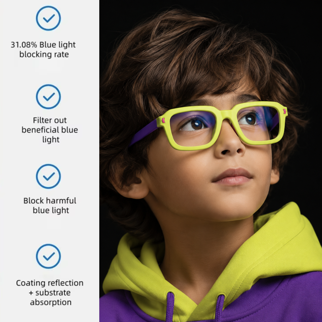 First Lens Dino Dash Kids Blue Light Computer Glasses Violet & Pink - B286