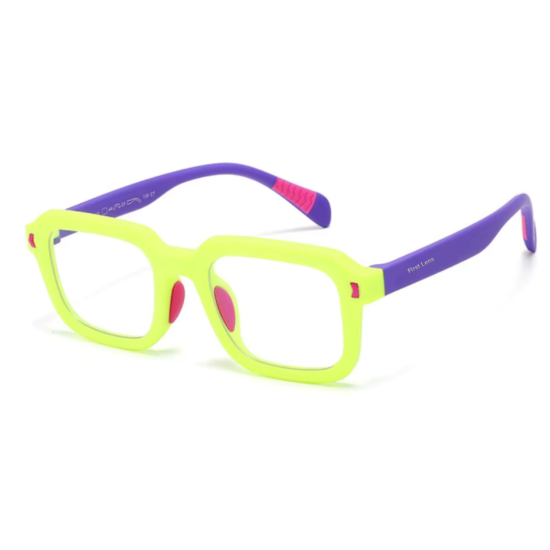 First Lens Dino Dash Kids Blue Light Computer Glasses Violet & Pink - B286