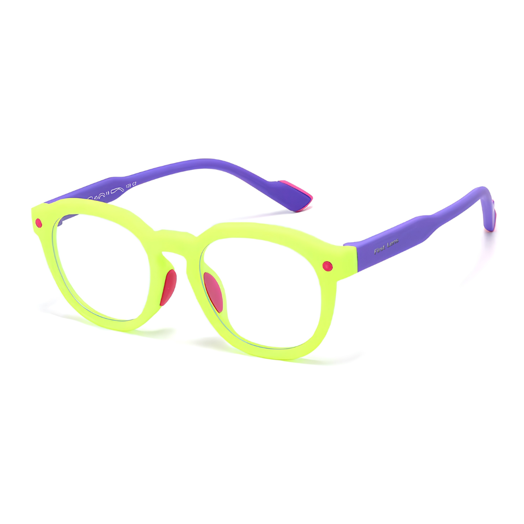 First Lens Little Explorer Kids Blue Light Computer Glasses Lime Green & Purple - B276