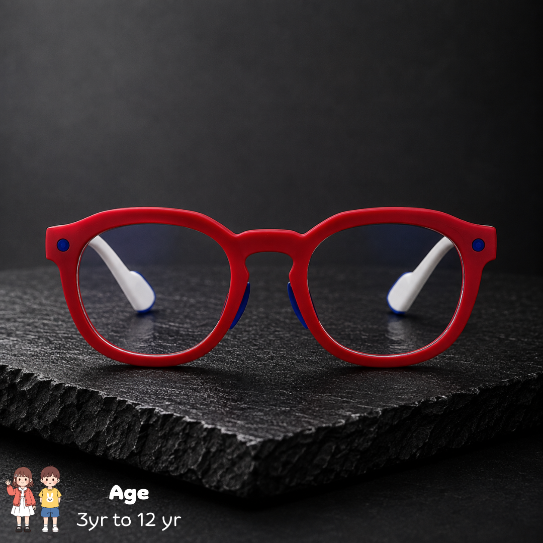 First Lens Little Explorer Kids Blue Light Computer Glasses Red & White - B273