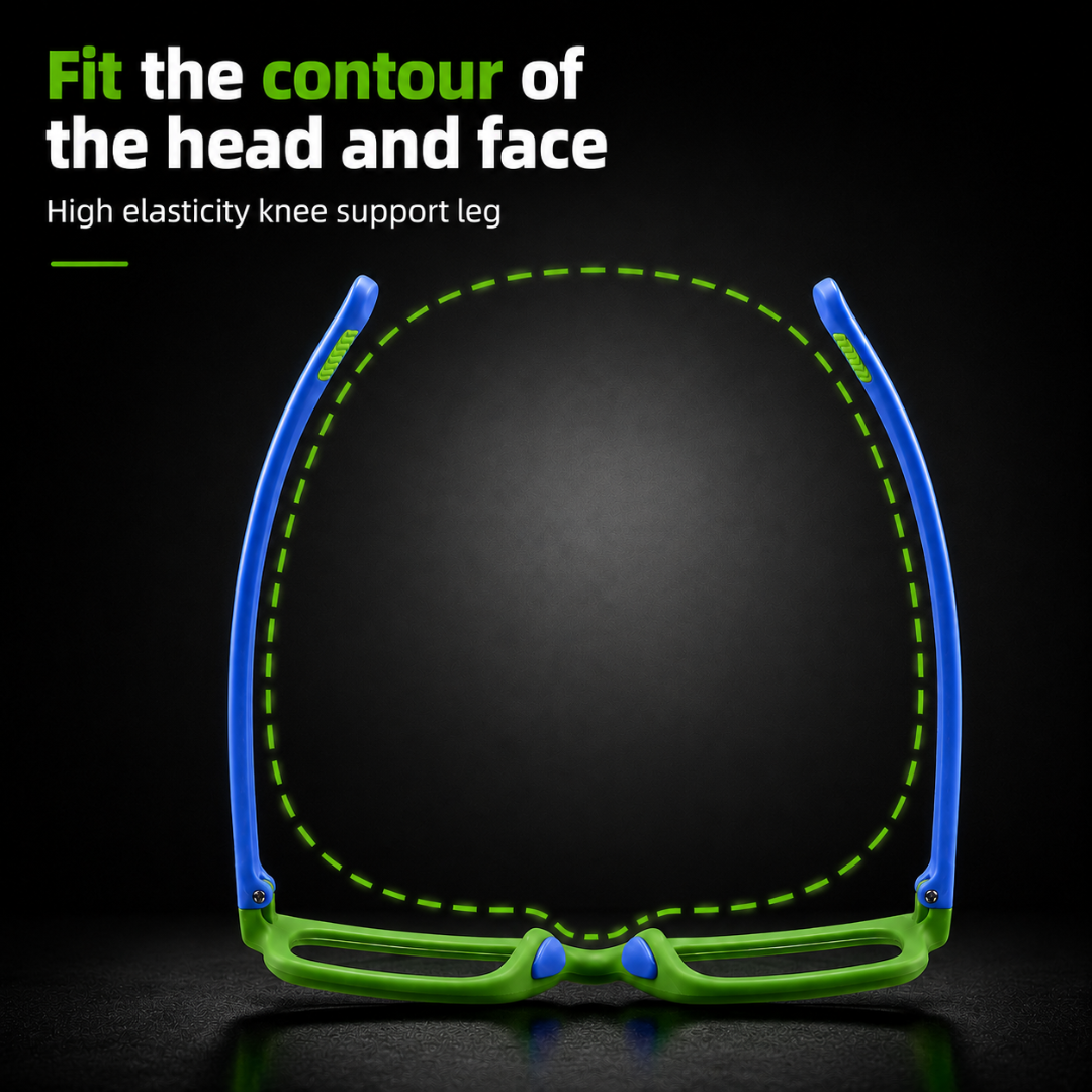 First Lens Little Star Kids Blue Light Computer Glasses Neon Green & Blue - B278