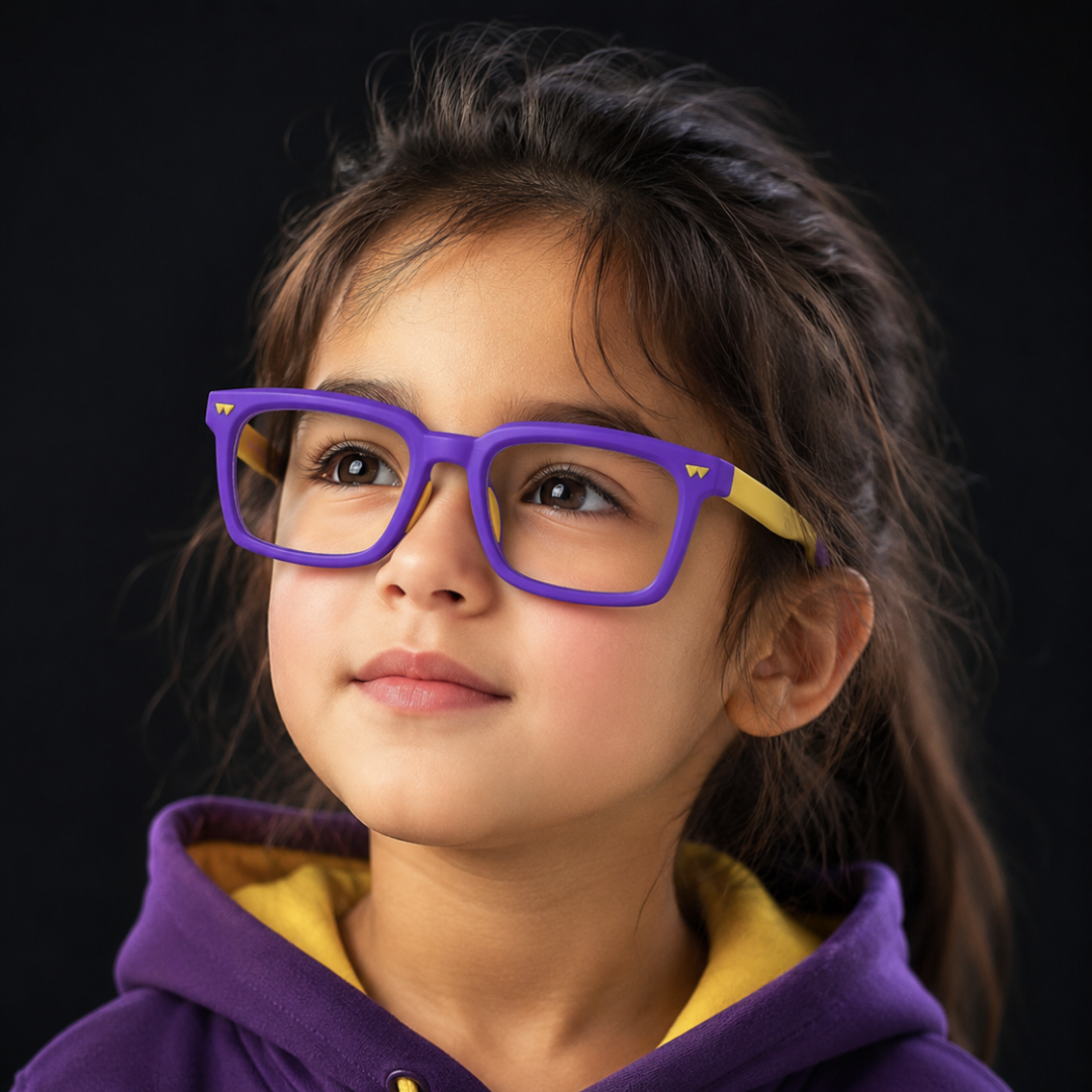 First Lens Little Star Kids Blue Light Computer Glasses Purple & Yellow - B277