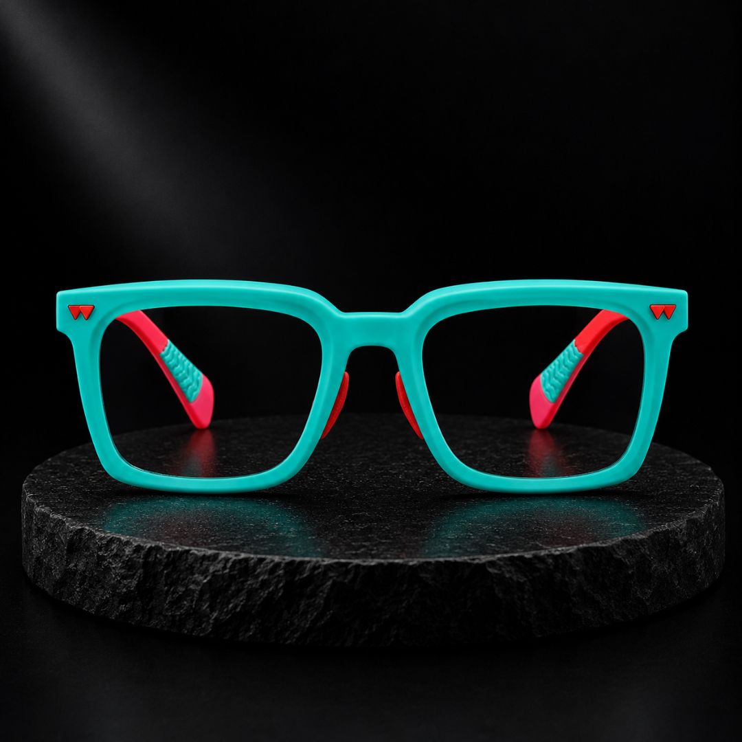 First Lens Little Star Kids Blue Light Computer Glasses Turquoise & Red - B279