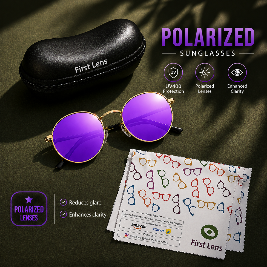 First Lens Polarized Mirrored Sunglasses Purple Gold S511