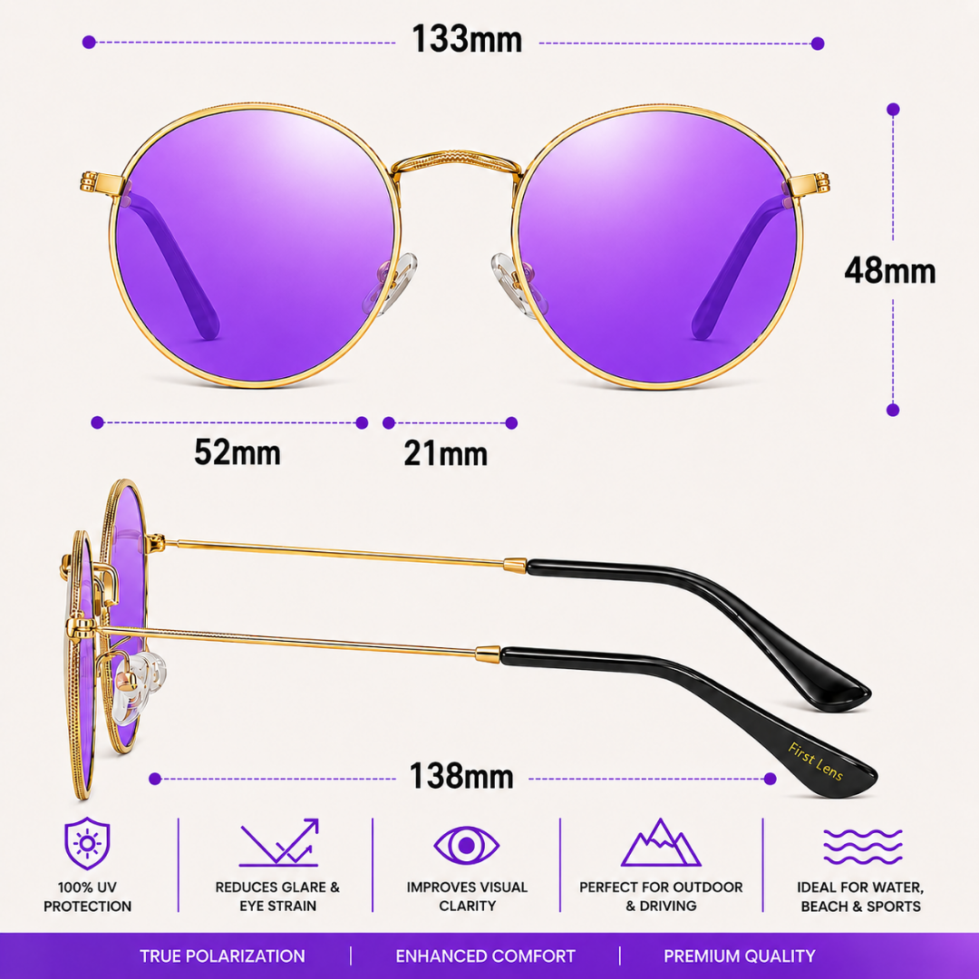 First Lens Polarized Mirrored Sunglasses Purple Gold S511