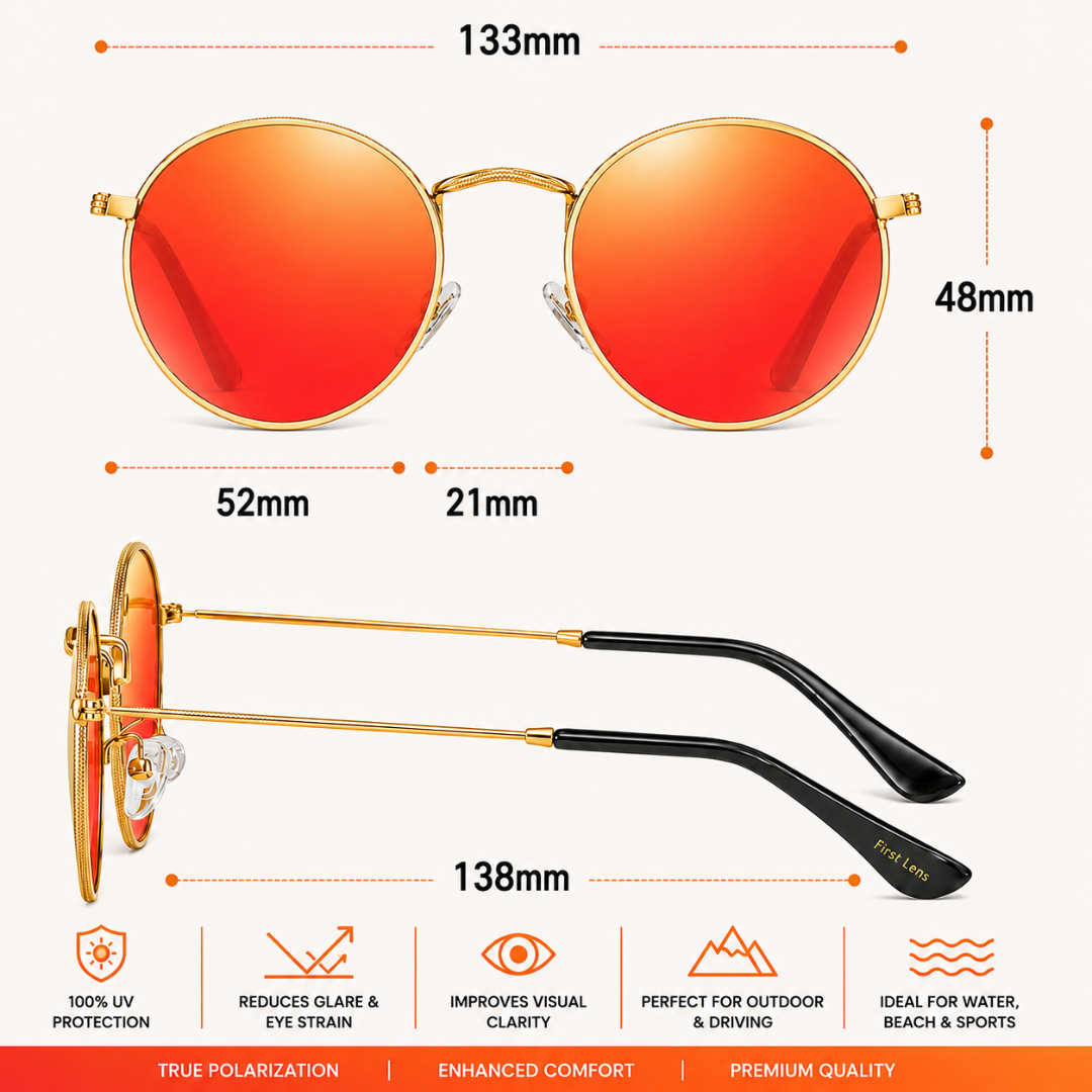 First Lens Polarized Mirrored Sunglasses Red Gold S508