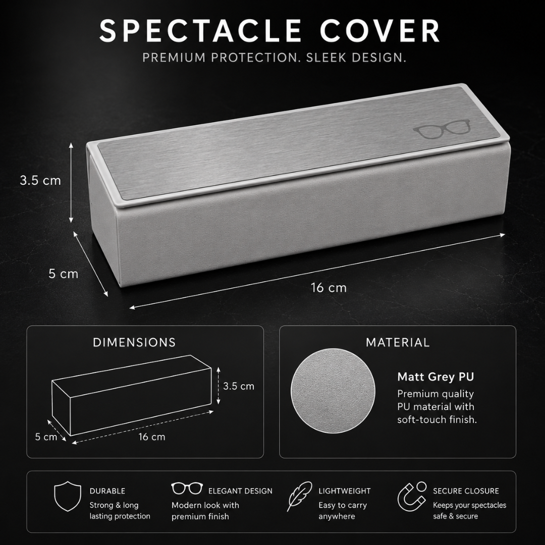 First Lens Premium Hard Shell Eyeglass Case – Grey