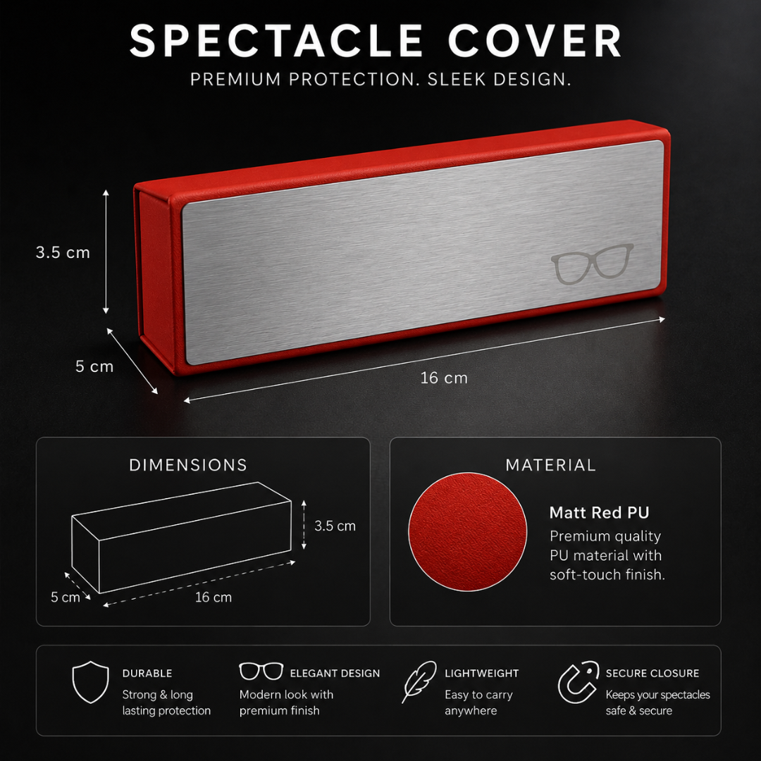 First Lens Premium Hard Shell Eyeglass Case – Red