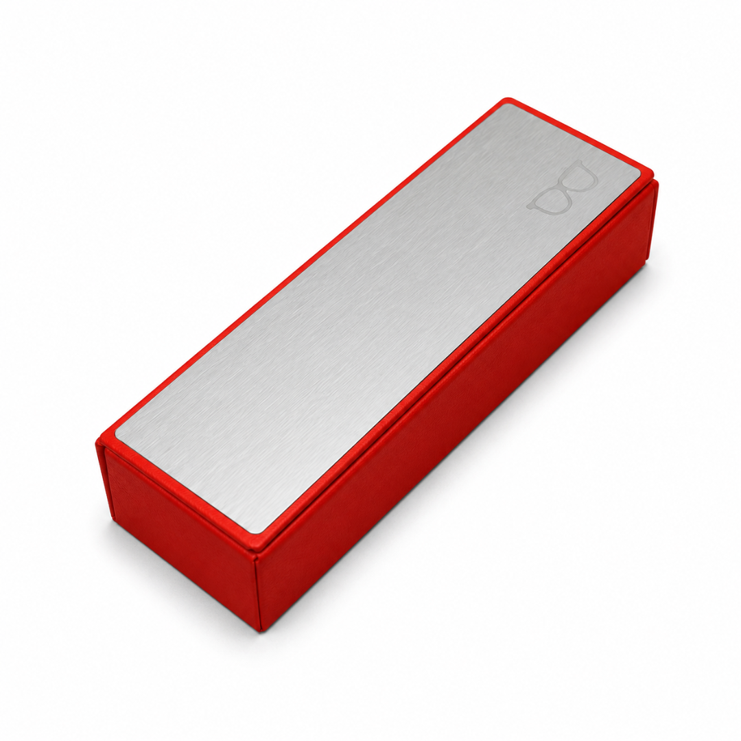 First Lens Premium Hard Shell Eyeglass Case – Red