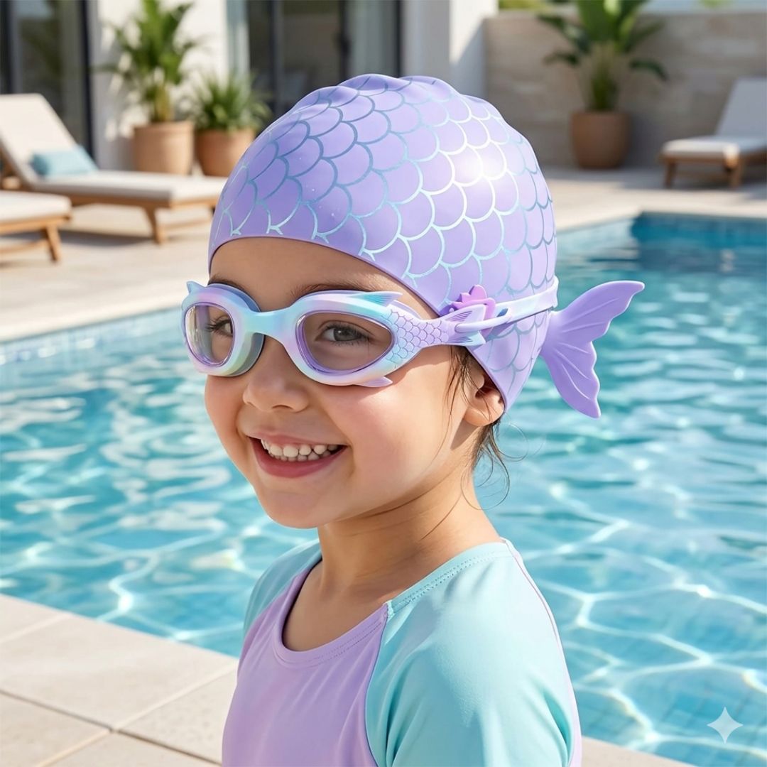 First Lens Mermaid Swimming Goggles For Kids 006 - Age (3 to 8) Blue Purple