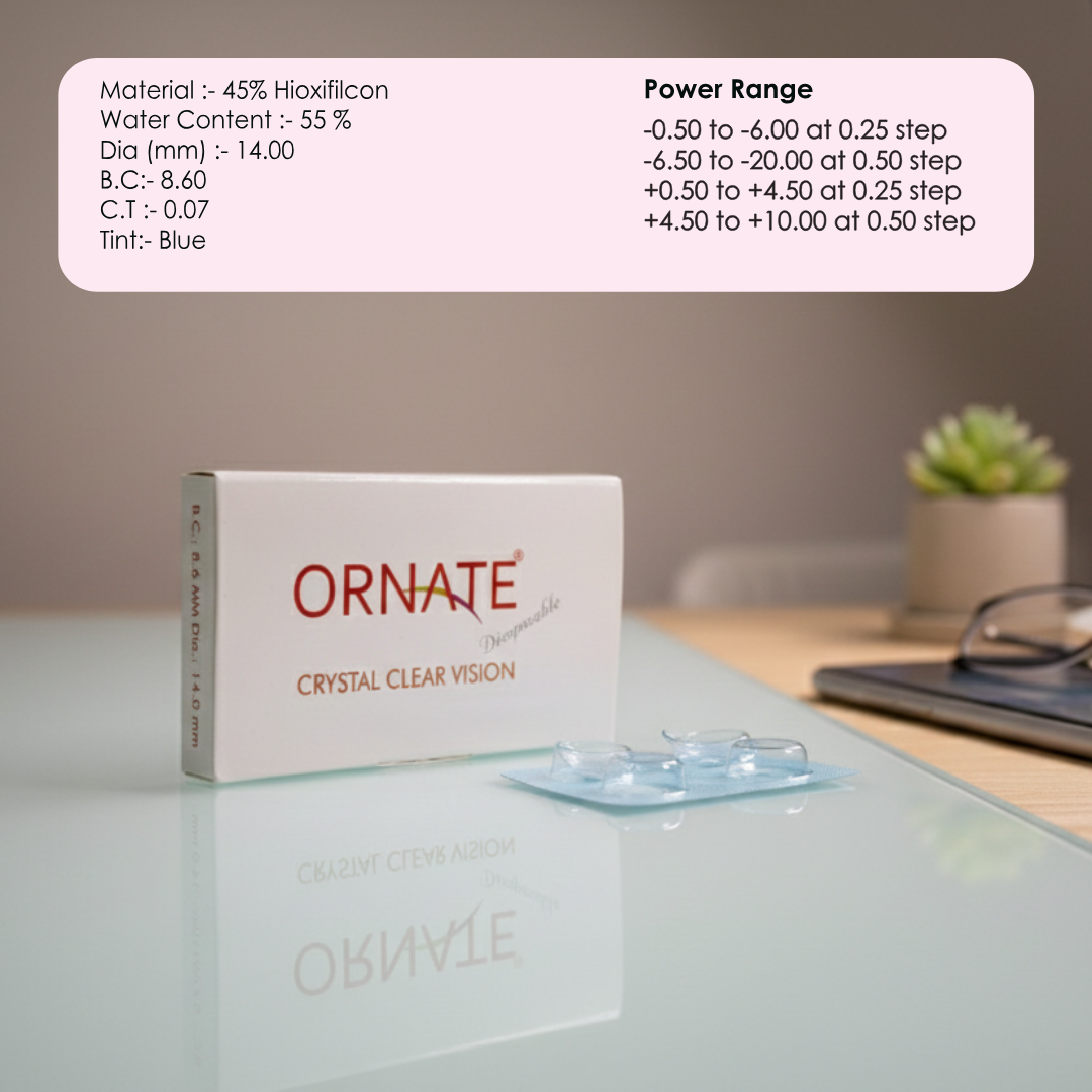 Ornate Monthly Clear Contact Lens (2 Lens/Box)