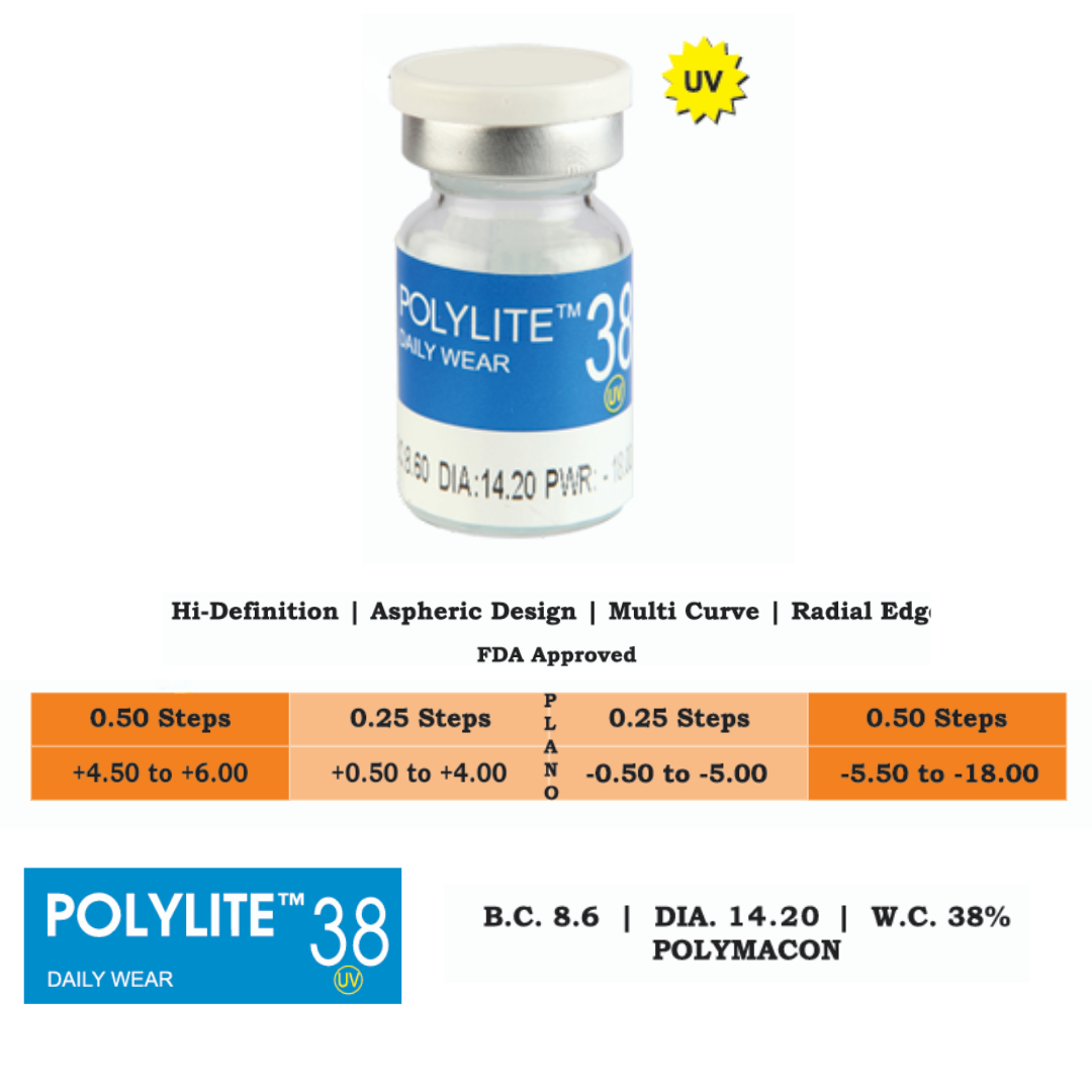 Polylite 38 Yearly Clear Contact Lens (1 Lens/Bottle)