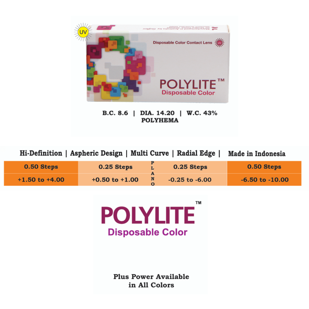 Polylite Monthly Disposable Color Contact Lens(1 lens Box)