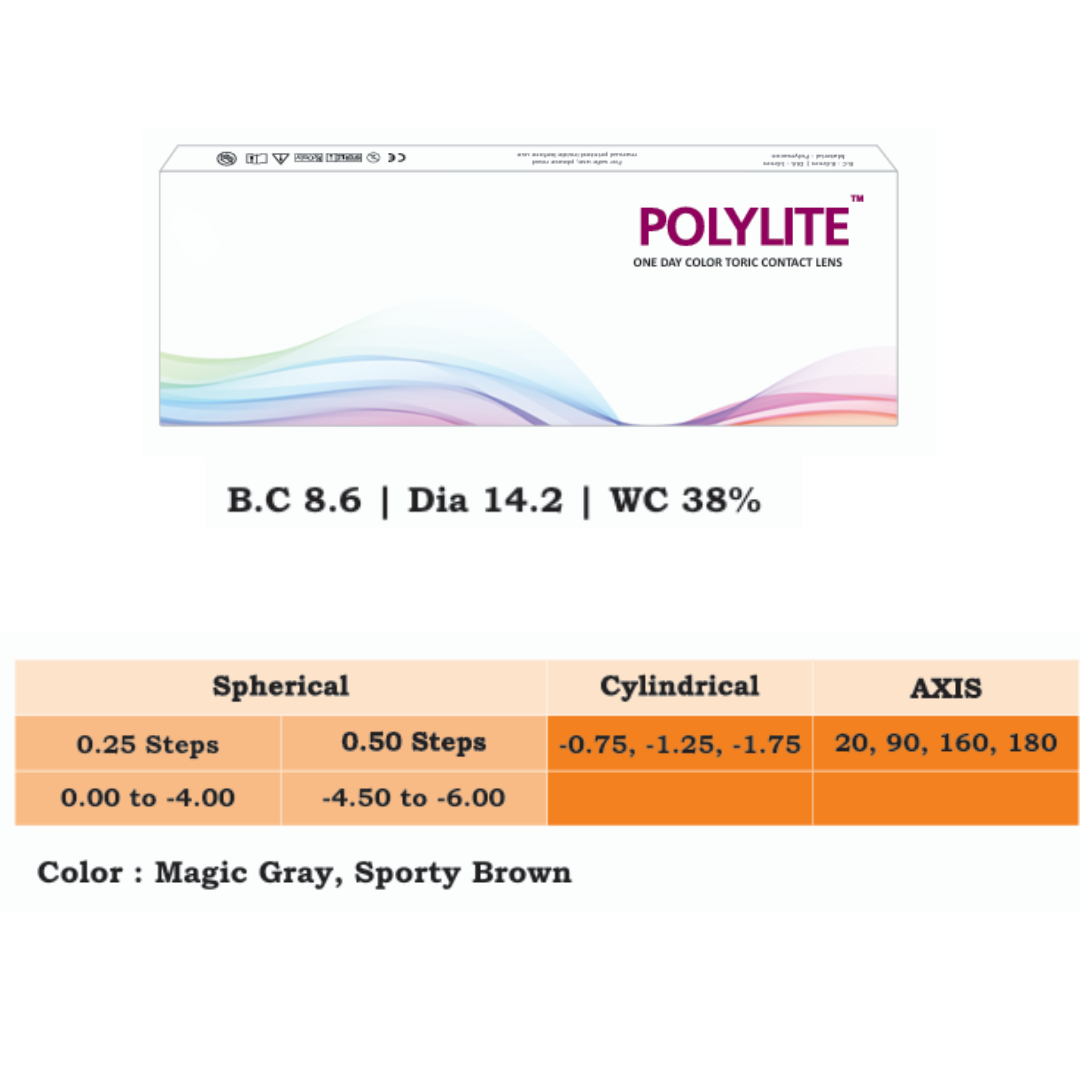 Polylite One Day Color Toric Contact Lens (10 Lens/Box)