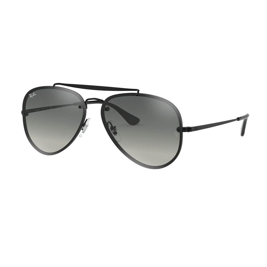 Front view of Ray-Ban Blaze Aviator 0RB3584 with black frame and grey gradient lenses