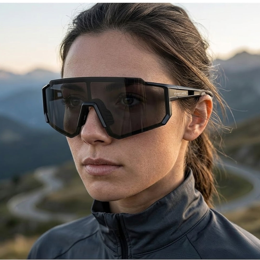 First Lens Customized Power Cycling/Running/Sports Sunglasses Uv400 + Polarized-S039 Black