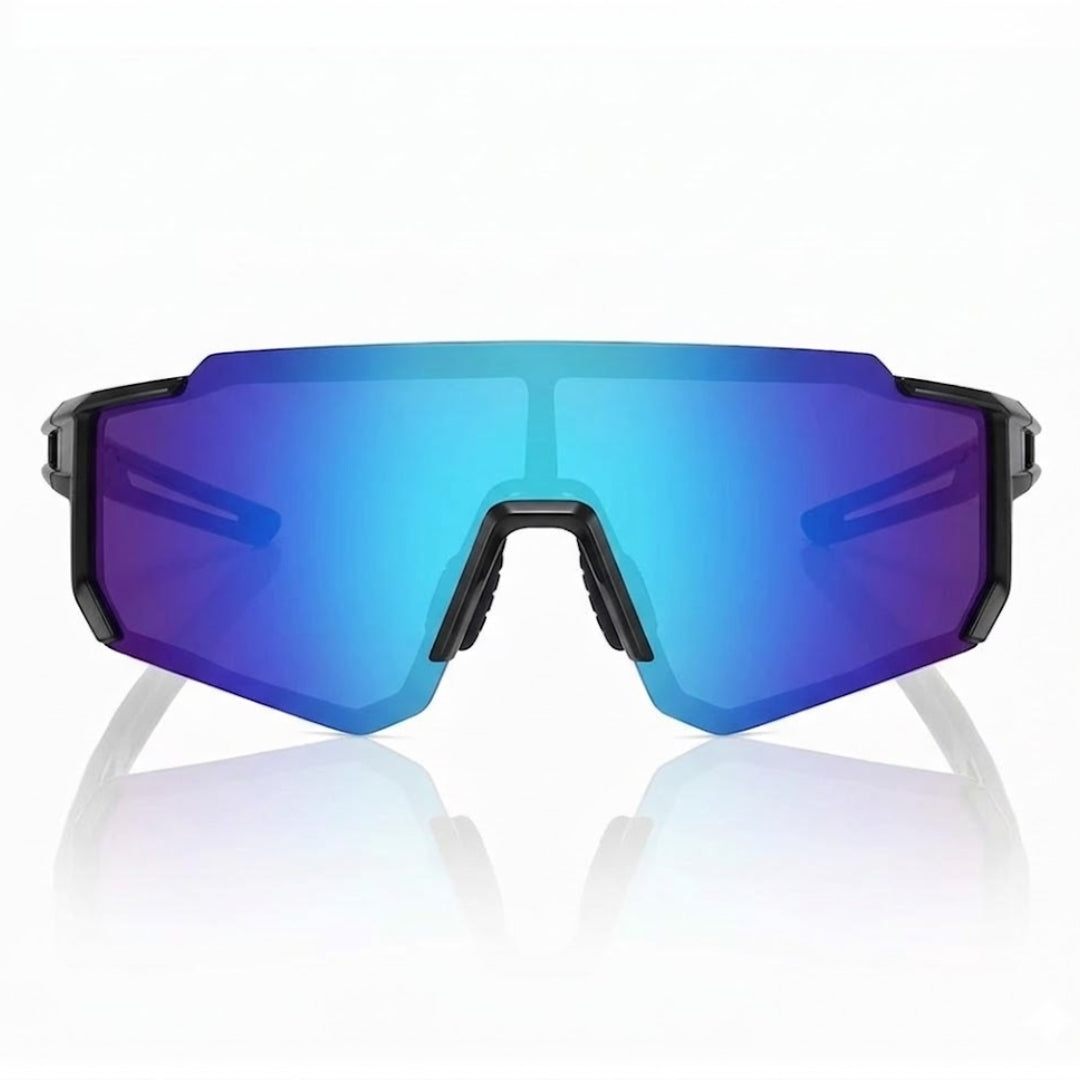 First Lens Customized Power Cycling/Running/Sports Sunglasses Uv400 + Polarized-S039 Blue Black