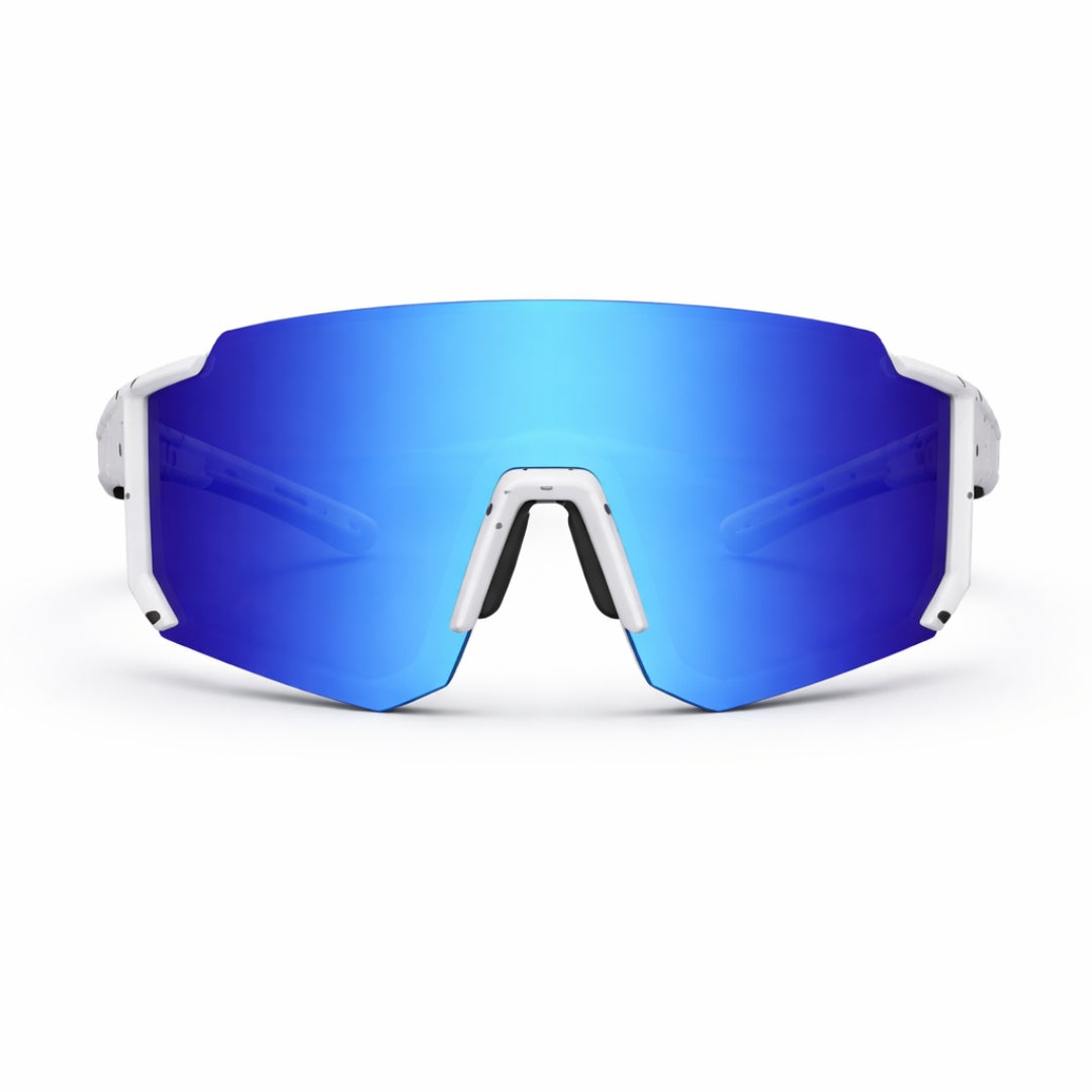 First Lens Customized Power Cycling/Running/Sports Sunglasses Uv400 + Polarized-S039 Blue White