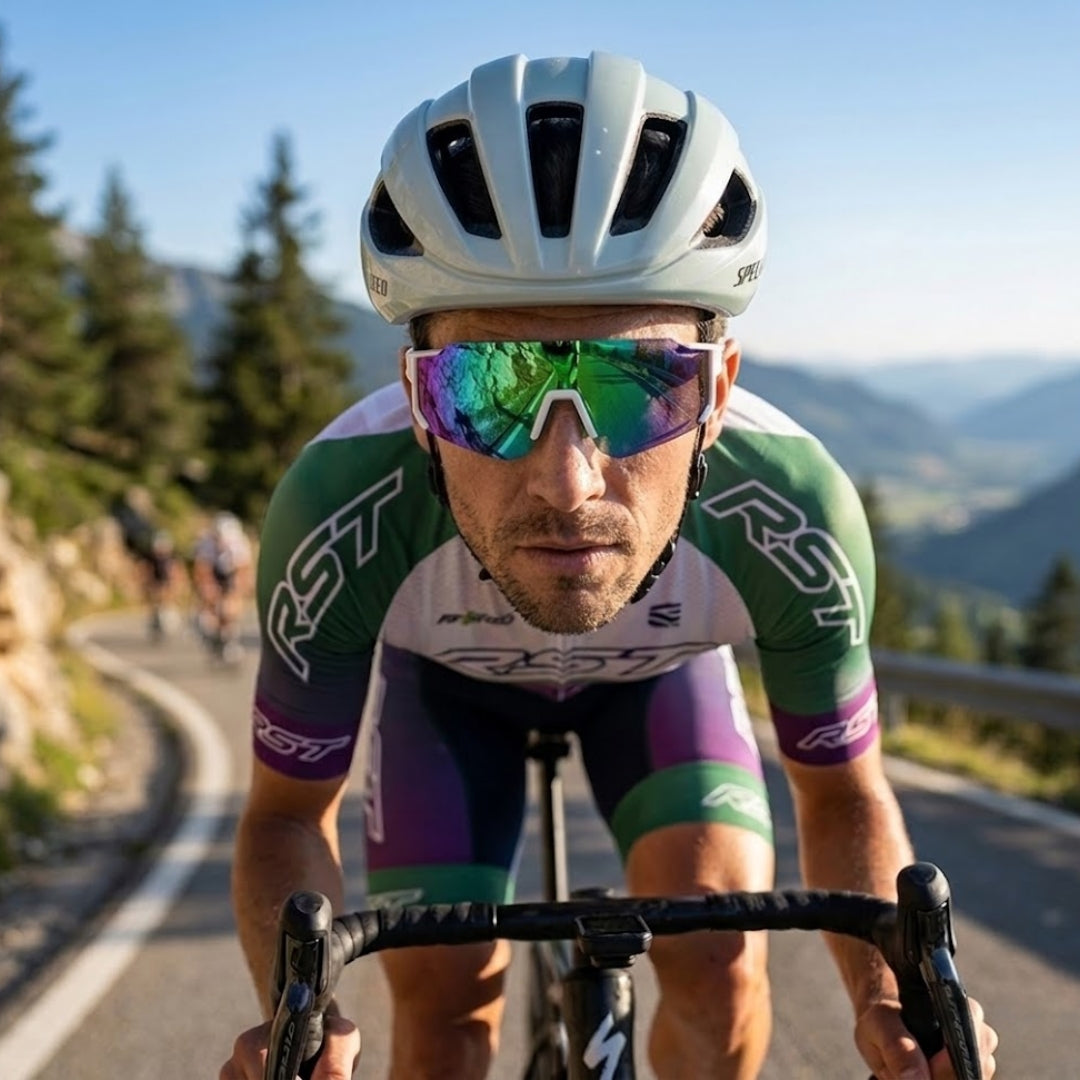 First Lens Customized Power Cycling/Running/Sports Sunglasses Uv400 + Polarized-S039 Emerald Green Blue