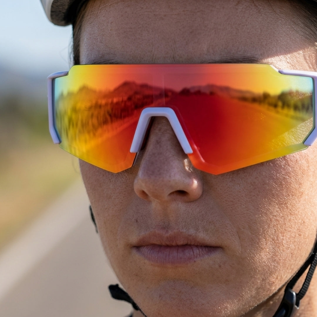 First Lens Customized Power Cycling/Running/Sports Sunglasses Uv400 + Polarized-S039 Orange White