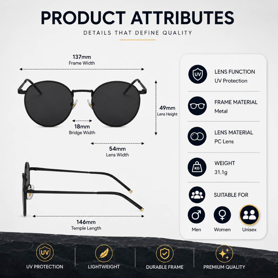 First Lens Ensaimada Sunglass UV400 Black S488