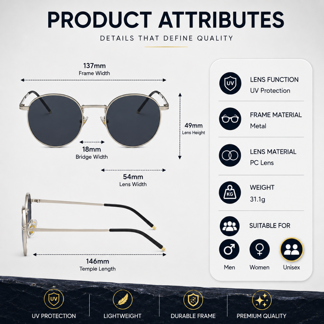 First Lens Ensaimada Sunglass UV400 Black Silver S490