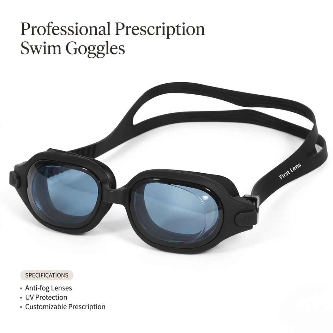 First Lens Customize Powered Swimming Goggles with UV Protection & Antifog - SW019