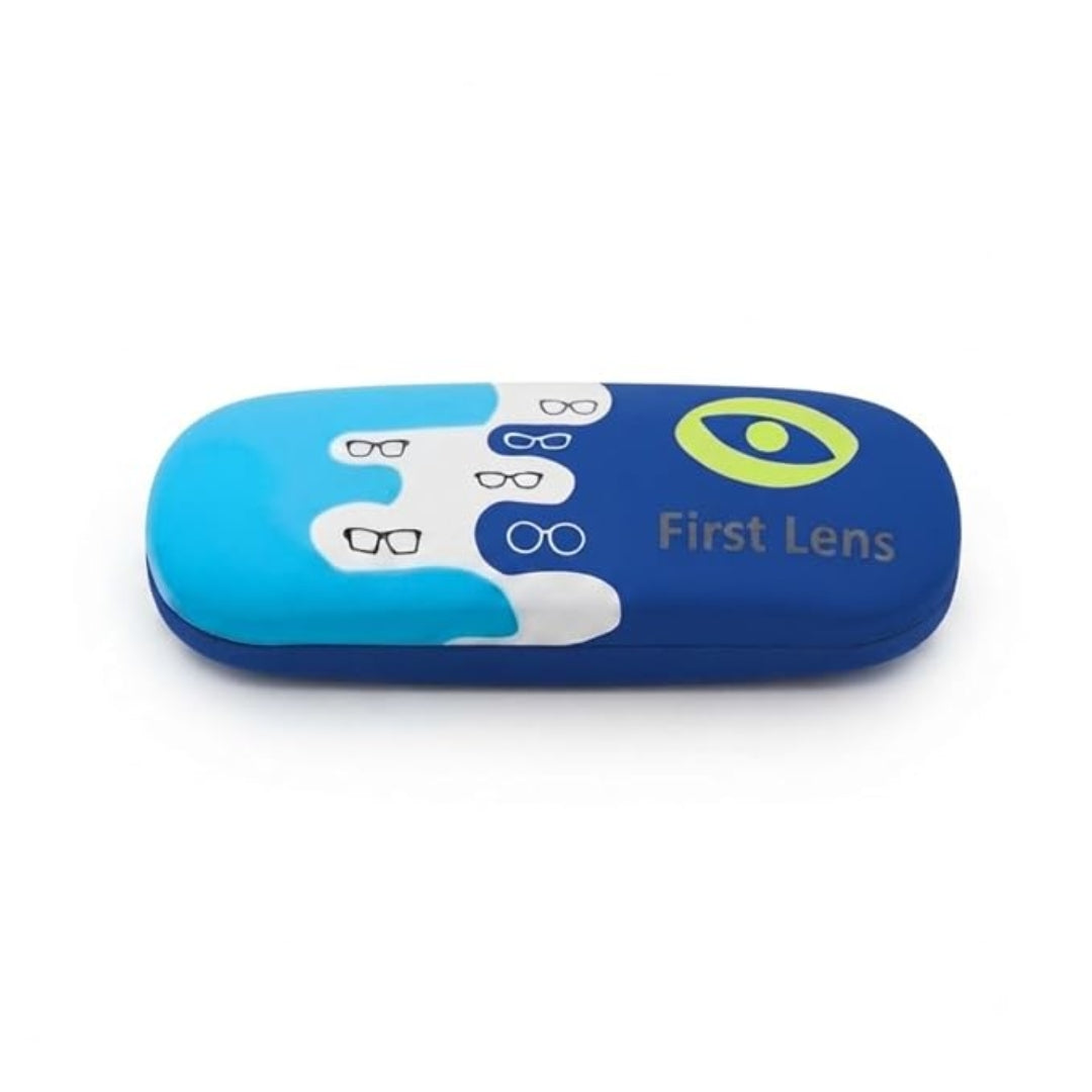 Close-up of kids sunglasses with durable storage case