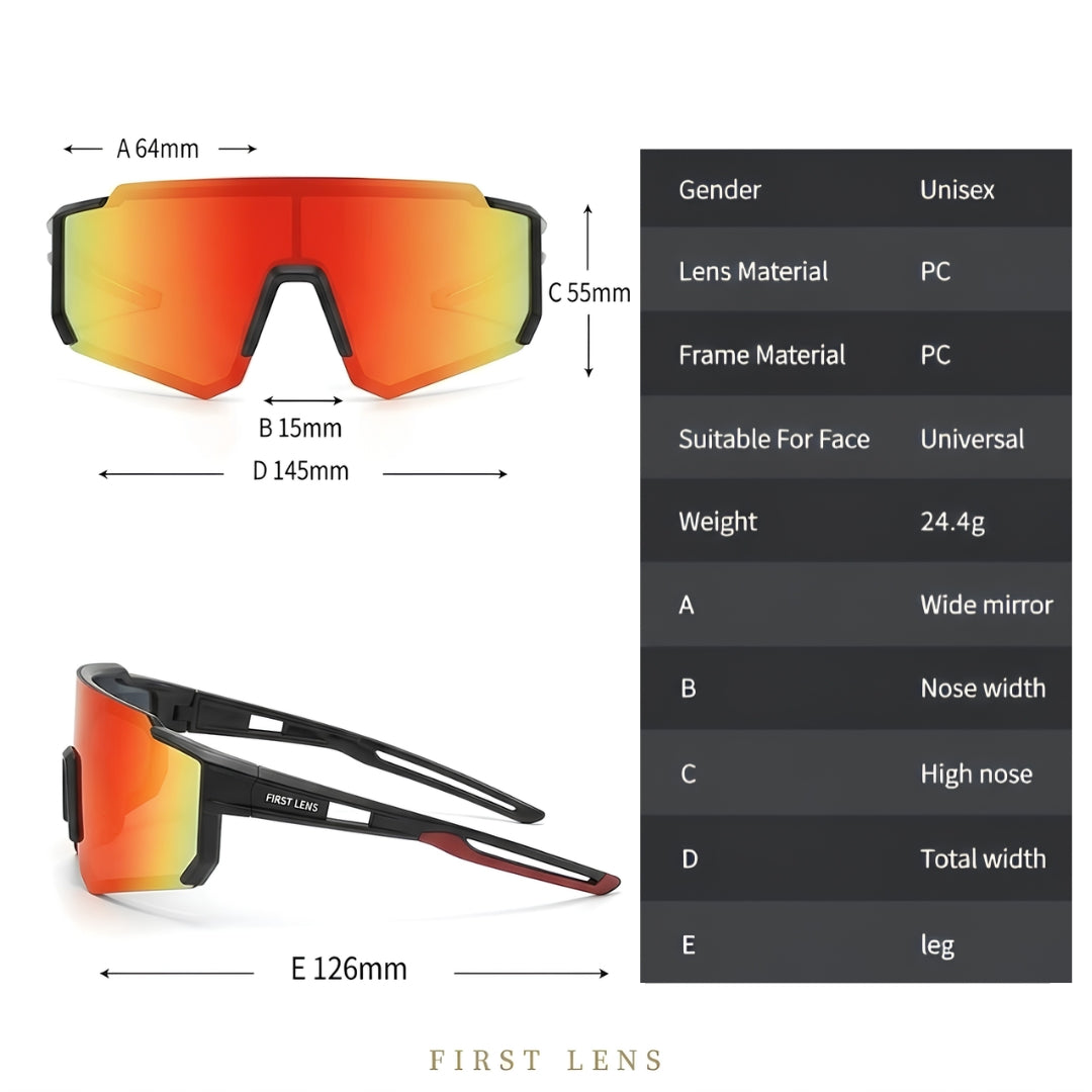 First Lens Customized Power Cycling/Running/Sports Sunglasses Uv400 + Polarized Yellow - S112